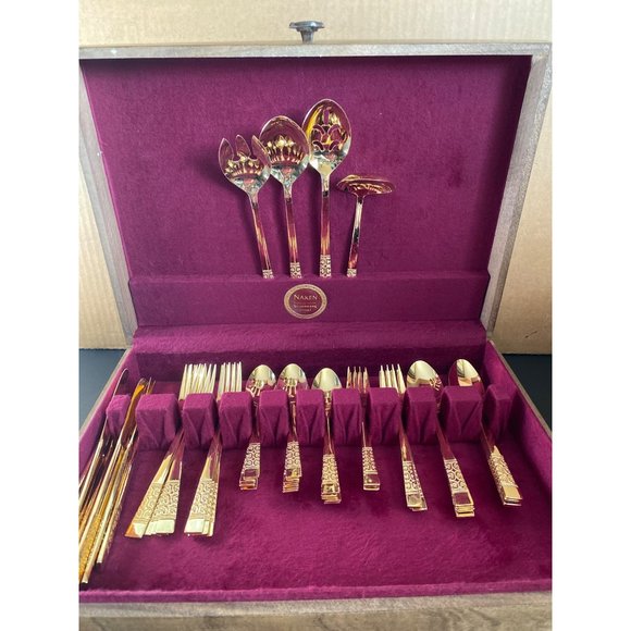 Stanley Rogers Other - Naken Tarnish Proof Silverware Chest w/48 Pc Rogers Casa Vista Gold Vintage 70s